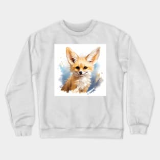 Cute Adorable Brown Fennec Fox Portrait Crewneck Sweatshirt